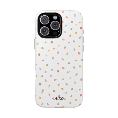 Floral Confetti Tough Phone Case — Minimal White with Tiny Rose Petals