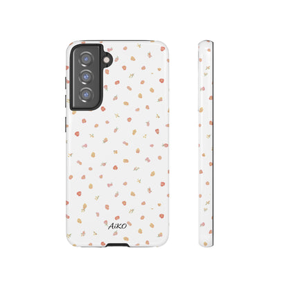 Floral Confetti Tough Phone Case — Minimal White with Tiny Rose Petals