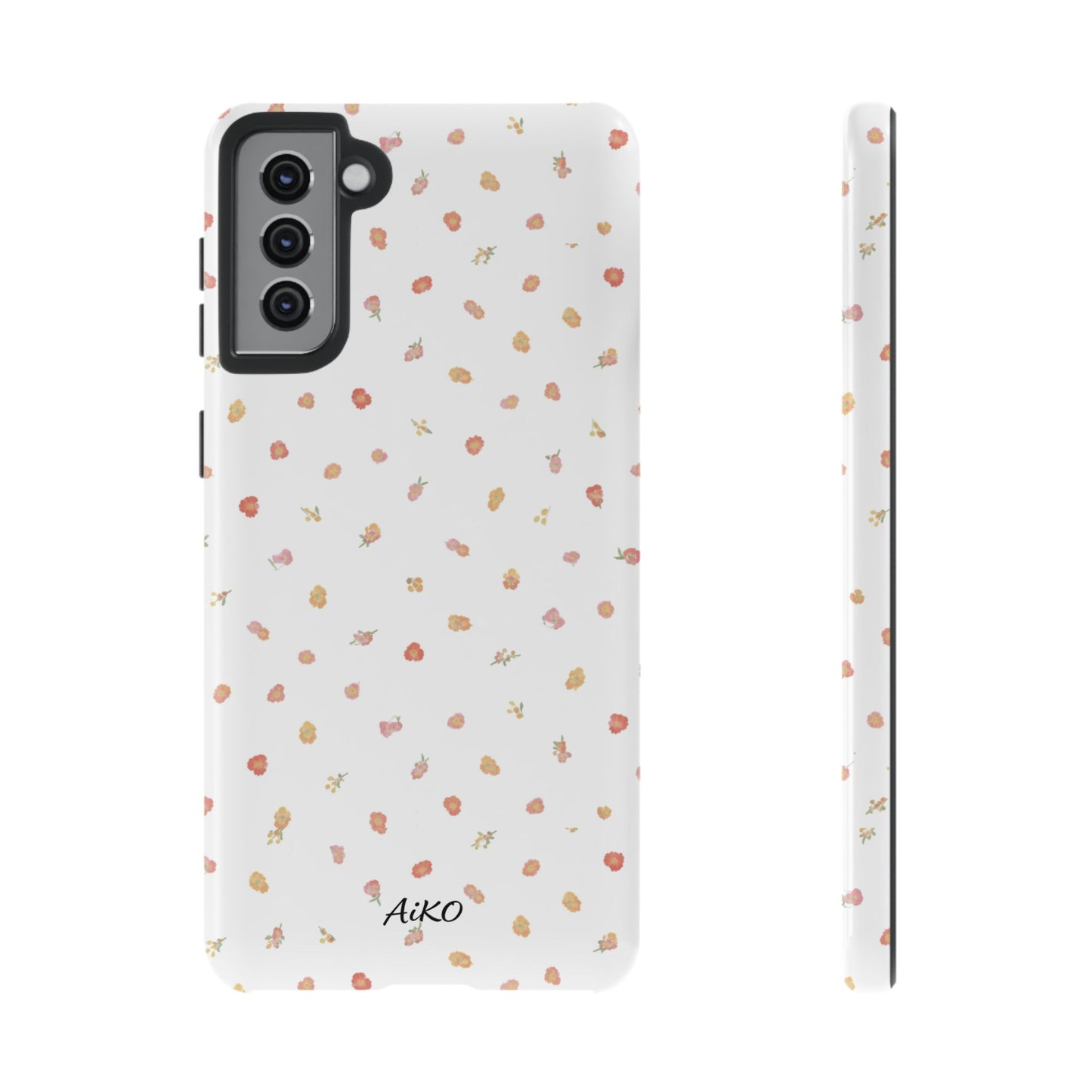 Floral Confetti Tough Phone Case — Minimal White with Tiny Rose Petals