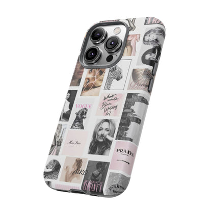 Fashion Collage Phone Case — Pink Vogue Magazine Aesthetic Tough Case