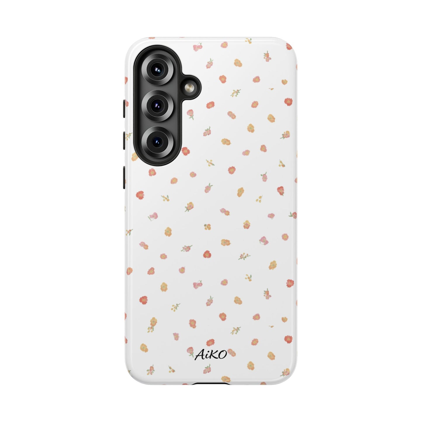 Floral Confetti Tough Phone Case — Minimal White with Tiny Rose Petals