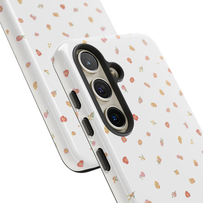 Floral Confetti Tough Phone Case — Minimal White with Tiny Rose Petals