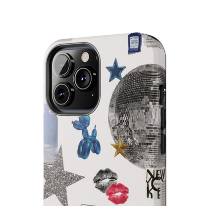 Glam Collage — Tough Protective Phone Case (disco ball, lips, stars)