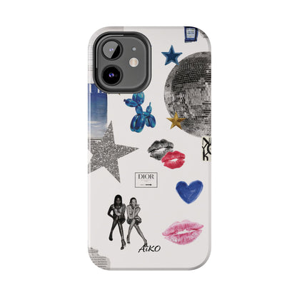 Glam Collage — Tough Protective Phone Case (disco ball, lips, stars)