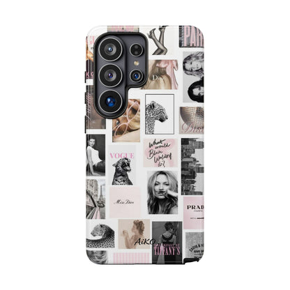 Fashion Collage Phone Case — Pink Vogue Magazine Aesthetic Tough Case
