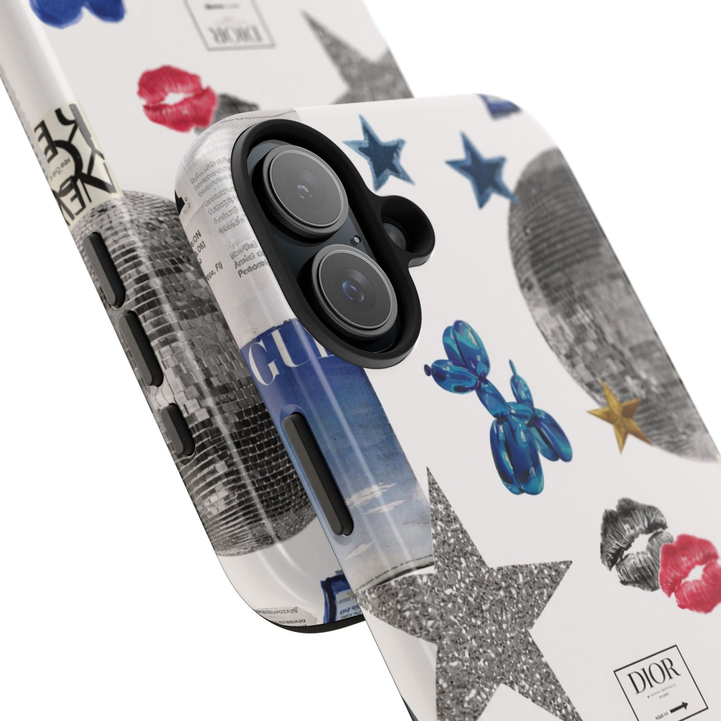 Glam Collage — Tough Protective Phone Case (disco ball, lips, stars)