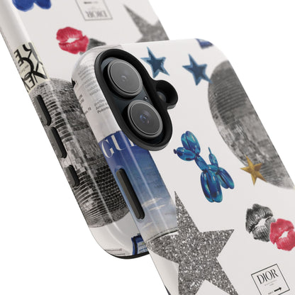 Glam Collage — Tough Protective Phone Case (disco ball, lips, stars)