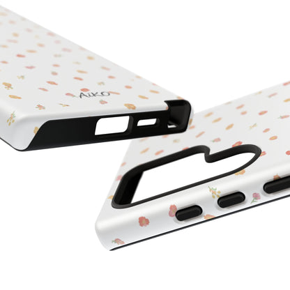 Floral Confetti Tough Phone Case — Minimal White with Tiny Rose Petals