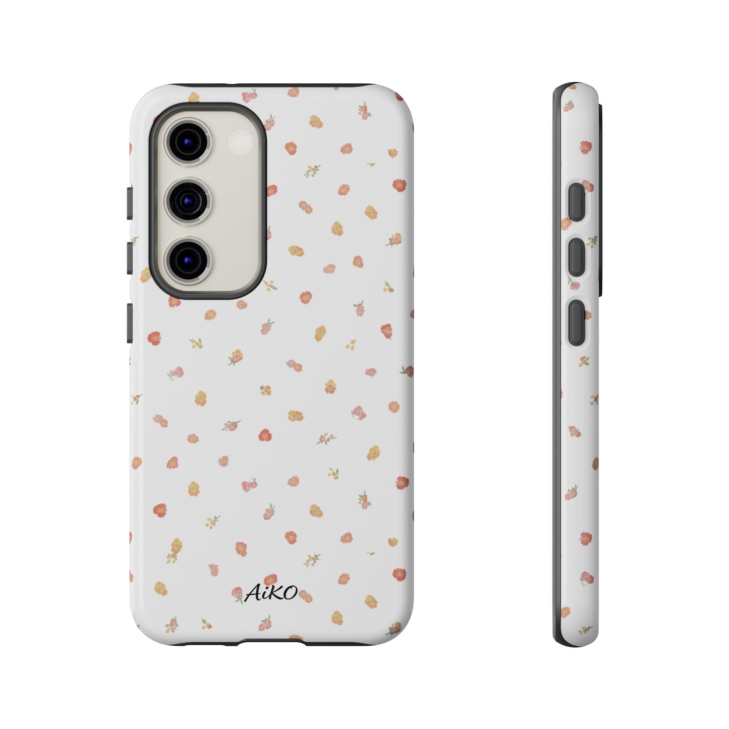 Floral Confetti Tough Phone Case — Minimal White with Tiny Rose Petals