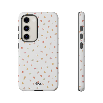 Floral Confetti Tough Phone Case — Minimal White with Tiny Rose Petals