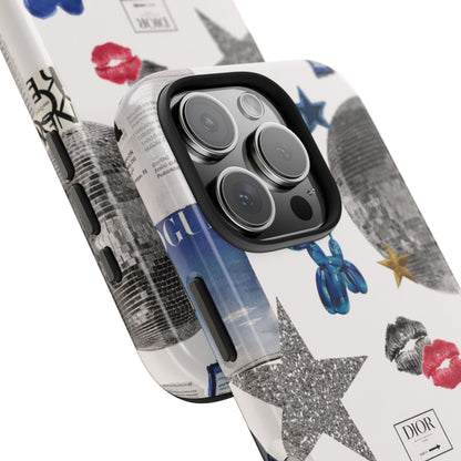 Glam Collage — Tough Protective Phone Case (disco ball, lips, stars)