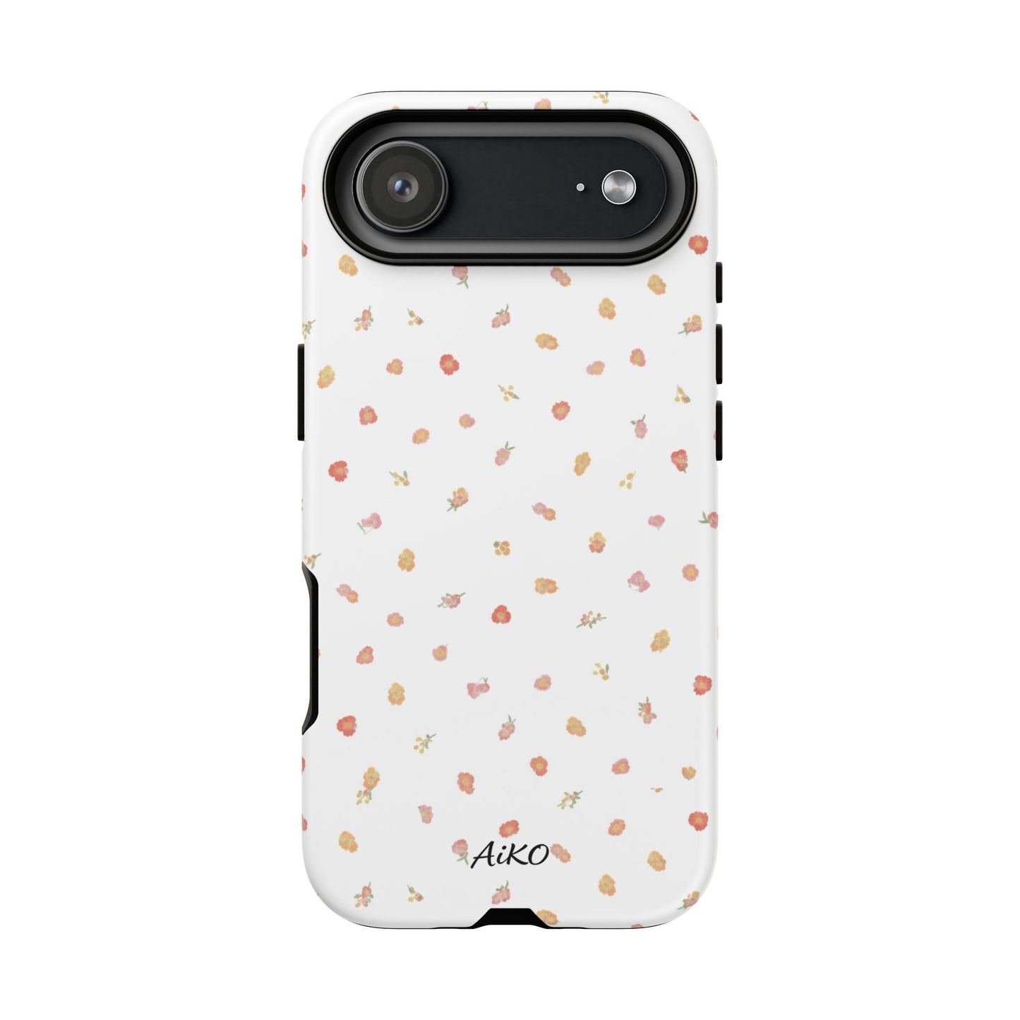 Floral Confetti Tough Phone Case — Minimal White with Tiny Rose Petals