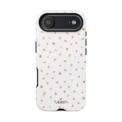 Floral Confetti Tough Phone Case — Minimal White with Tiny Rose Petals