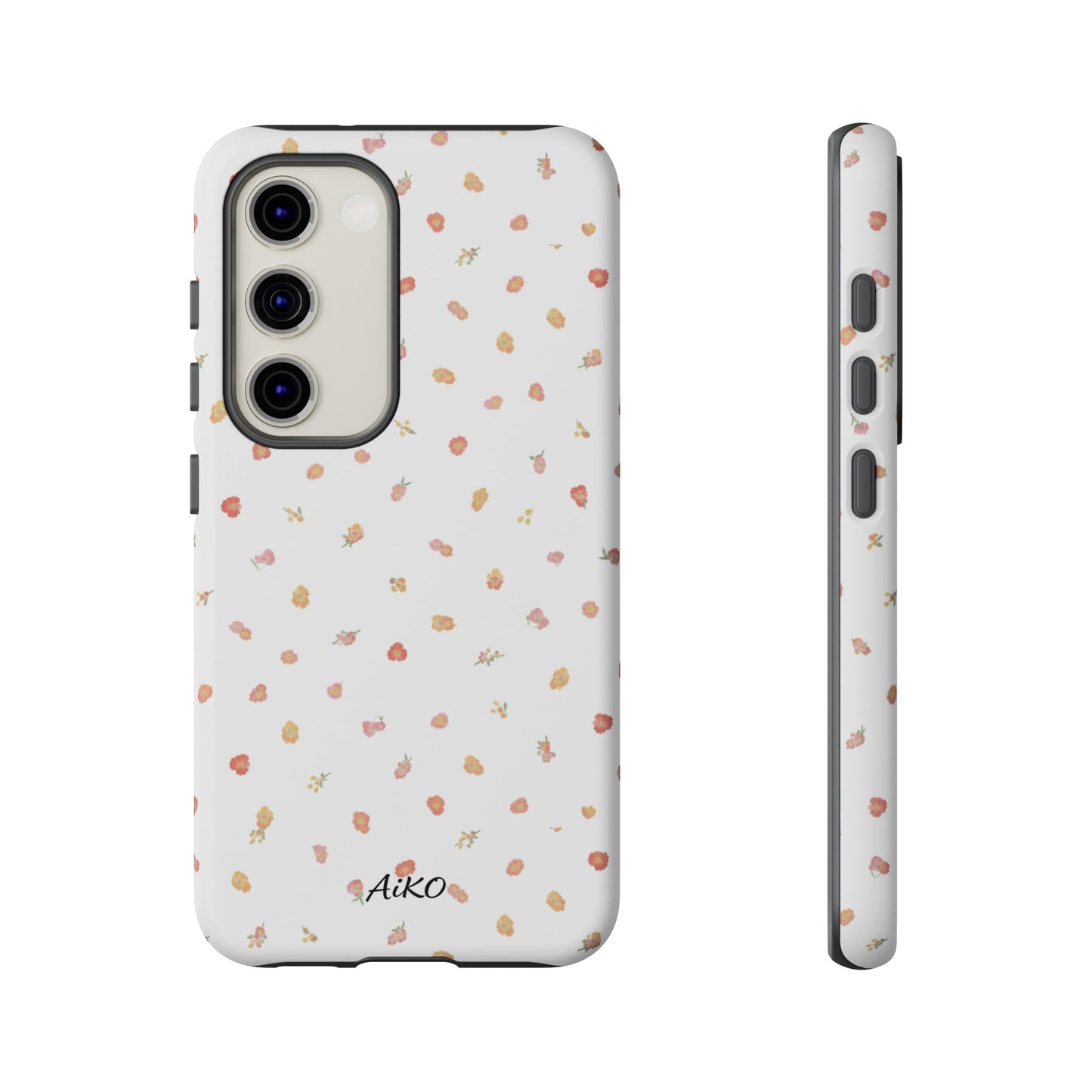 Floral Confetti Tough Phone Case — Minimal White with Tiny Rose Petals