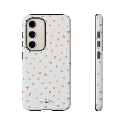 Floral Confetti Tough Phone Case — Minimal White with Tiny Rose Petals