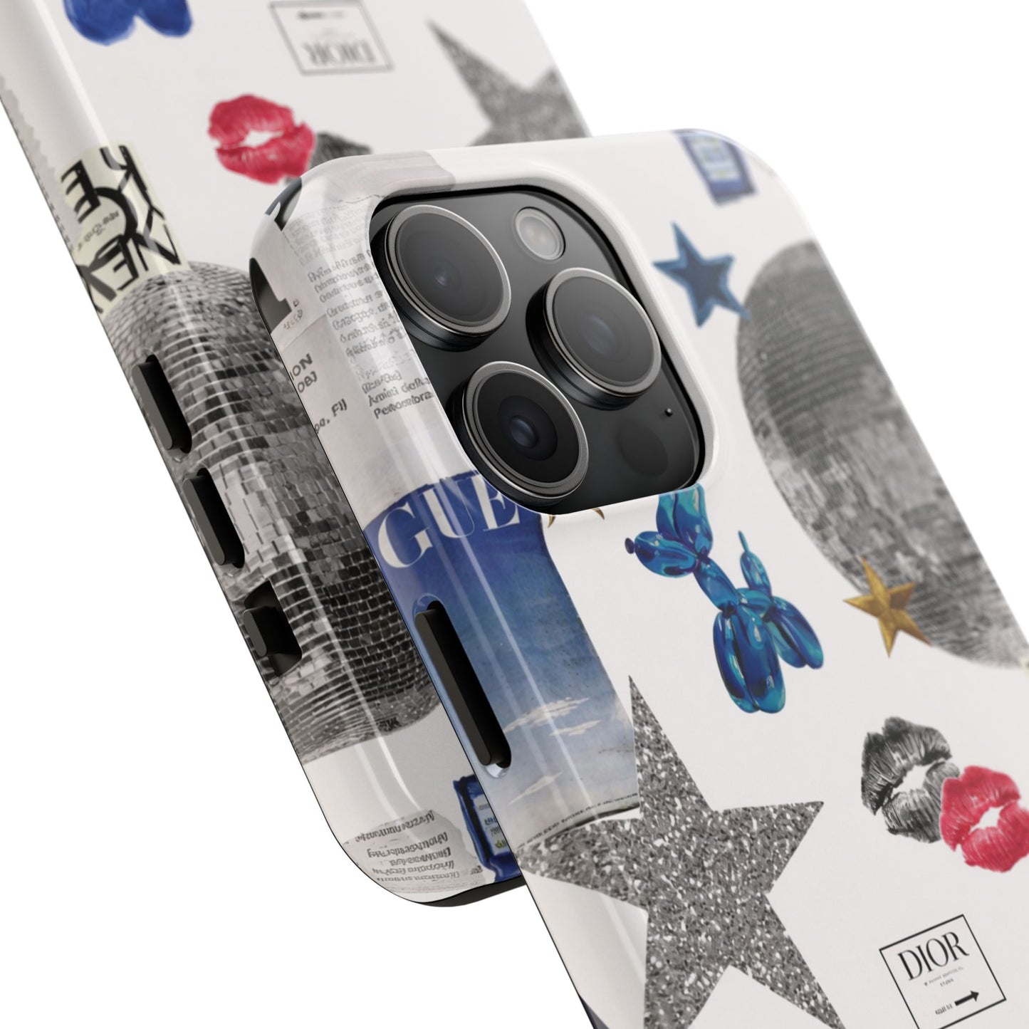 Glam Collage — Tough Protective Phone Case (disco ball, lips, stars)