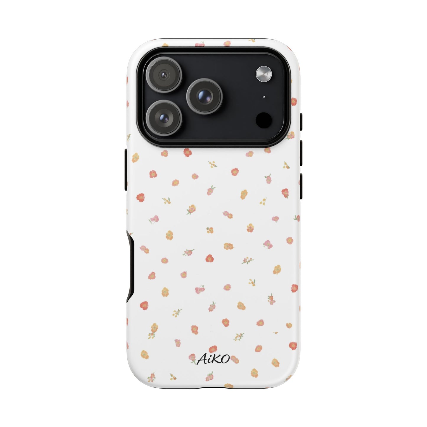 Floral Confetti Tough Phone Case — Minimal White with Tiny Rose Petals