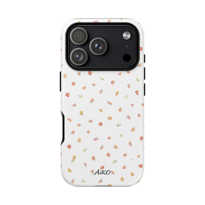 Floral Confetti Tough Phone Case — Minimal White with Tiny Rose Petals