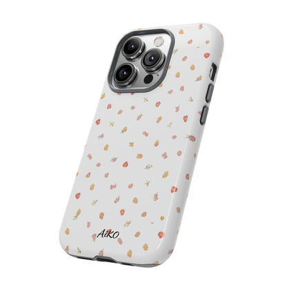 Floral Confetti Tough Phone Case — Minimal White with Tiny Rose Petals
