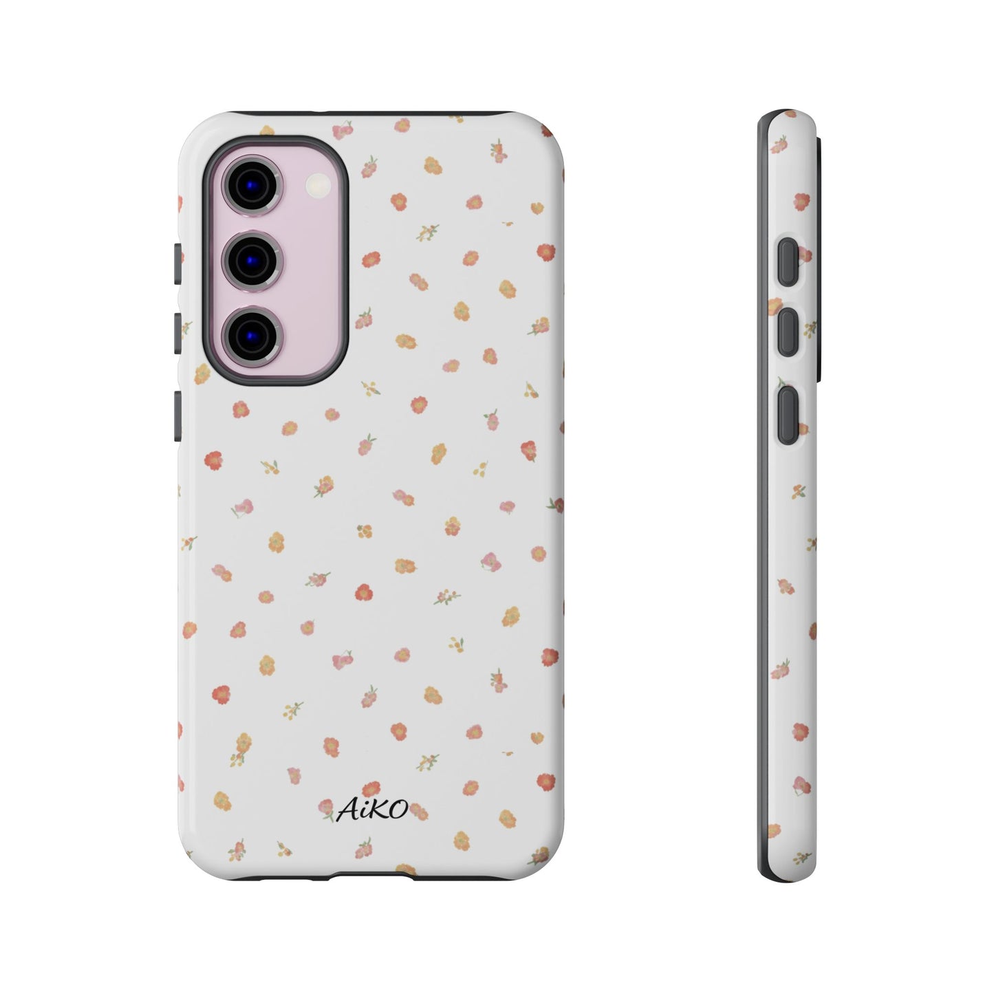 Floral Confetti Tough Phone Case — Minimal White with Tiny Rose Petals