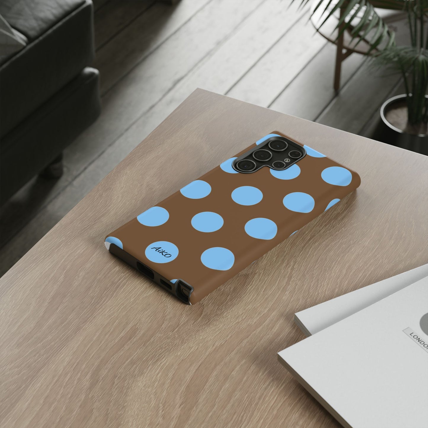 Polka Dots (Blue & Brown)