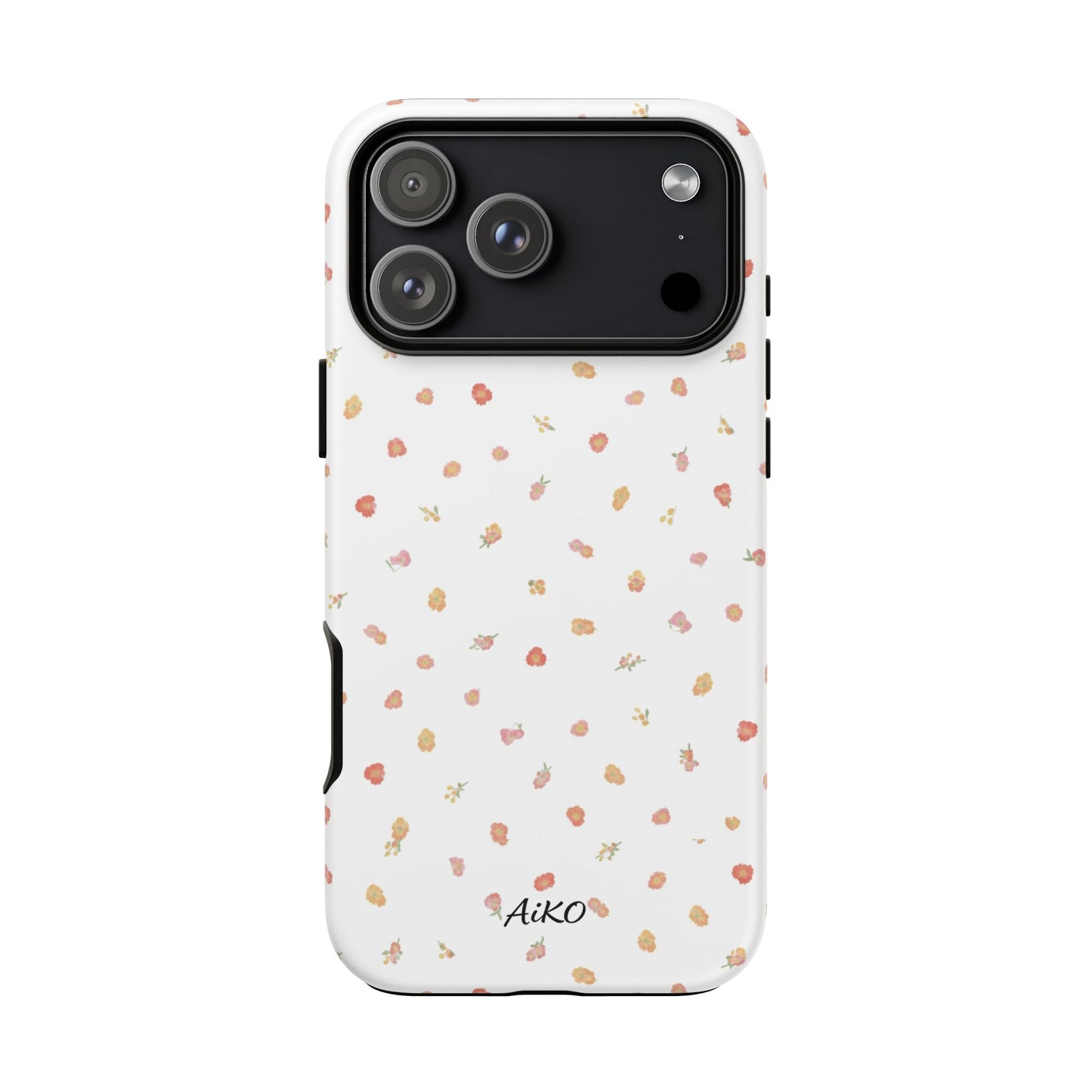 Floral Confetti Tough Phone Case — Minimal White with Tiny Rose Petals