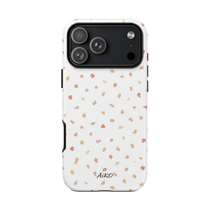 Floral Confetti Tough Phone Case — Minimal White with Tiny Rose Petals