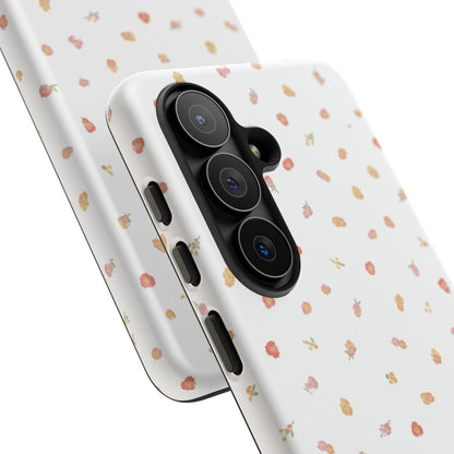 Floral Confetti Tough Phone Case — Minimal White with Tiny Rose Petals
