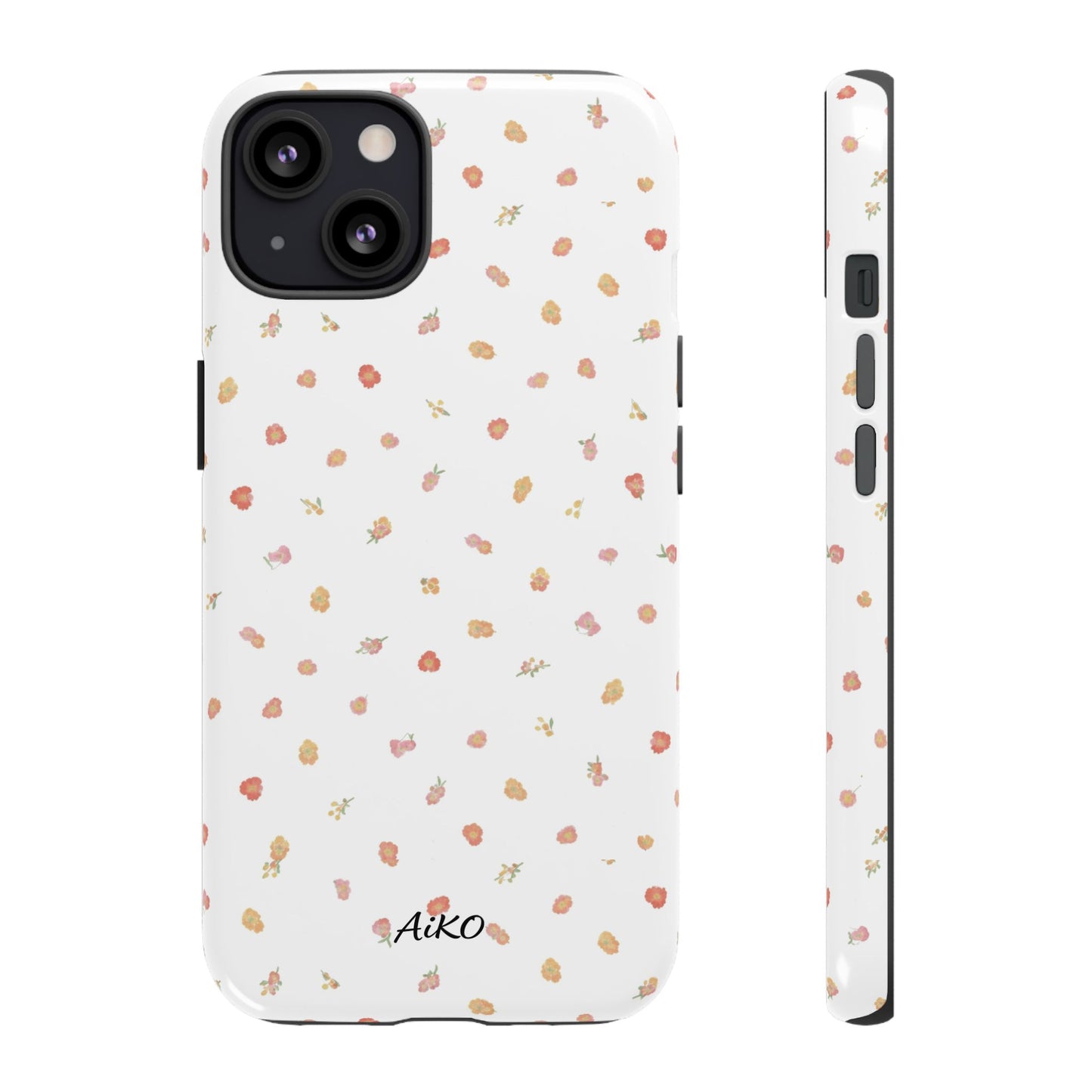 Floral Confetti Tough Phone Case — Minimal White with Tiny Rose Petals
