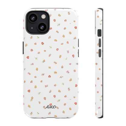 Floral Confetti Tough Phone Case — Minimal White with Tiny Rose Petals