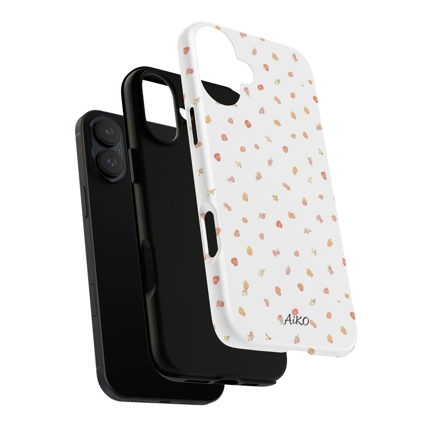 Floral Confetti Tough Phone Case — Minimal White with Tiny Rose Petals