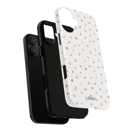 Floral Confetti Tough Phone Case — Minimal White with Tiny Rose Petals