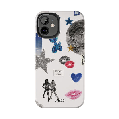 Glam Collage — Tough Protective Phone Case (disco ball, lips, stars)