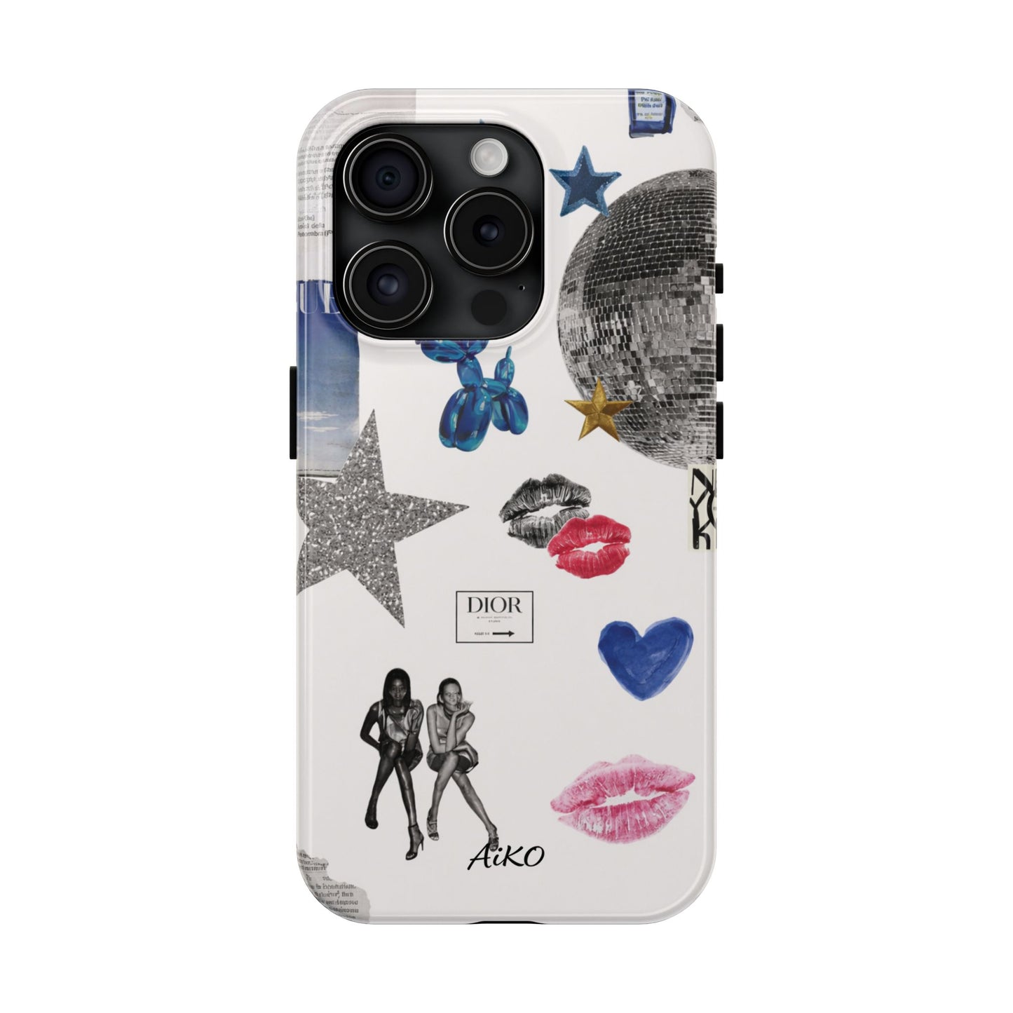 Glam Collage — Tough Protective Phone Case (disco ball, lips, stars)
