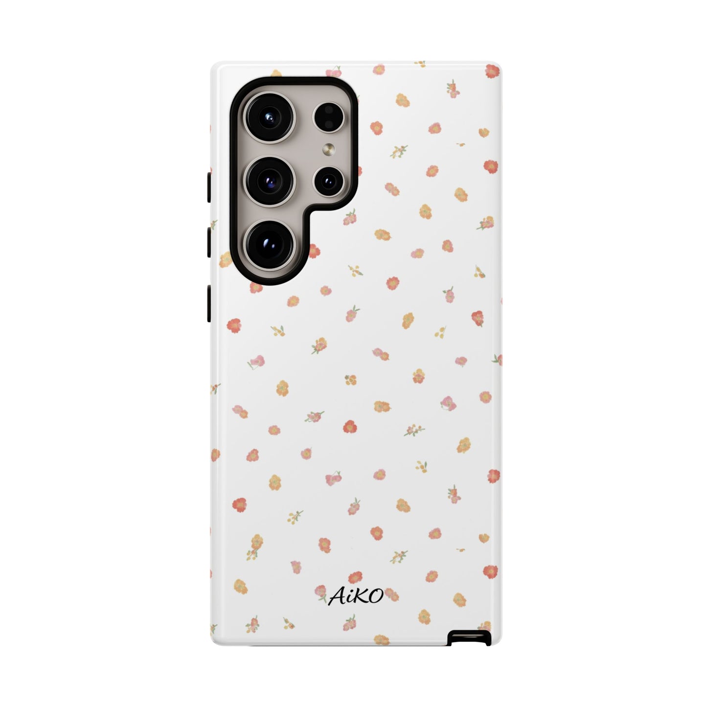 Floral Confetti Tough Phone Case — Minimal White with Tiny Rose Petals