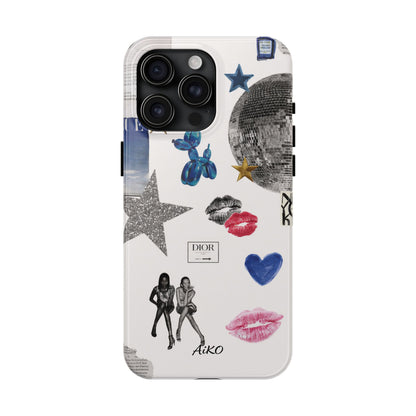 Glam Collage — Tough Protective Phone Case (disco ball, lips, stars)