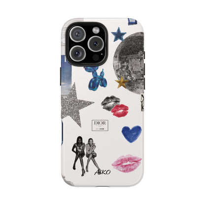 Glam Collage — Tough Protective Phone Case (disco ball, lips, stars)