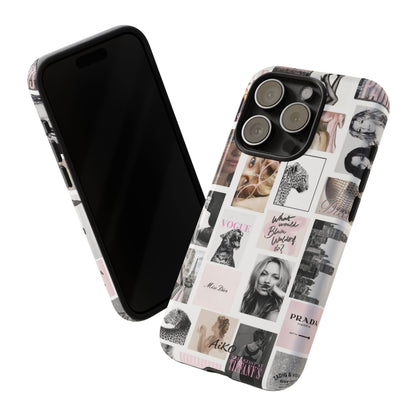 Fashion Collage Phone Case — Pink Vogue Magazine Aesthetic Tough Case
