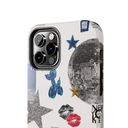 Glam Collage — Tough Protective Phone Case (disco ball, lips, stars)