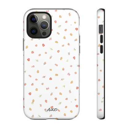 Floral Confetti Tough Phone Case — Minimal White with Tiny Rose Petals