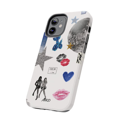Glam Collage — Tough Protective Phone Case (disco ball, lips, stars)