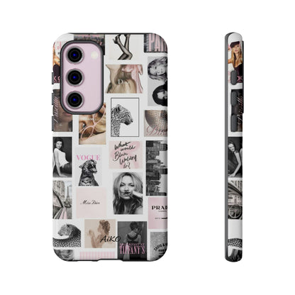Fashion Collage Phone Case — Pink Vogue Magazine Aesthetic Tough Case