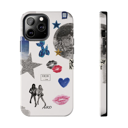 Glam Collage — Tough Protective Phone Case (disco ball, lips, stars)