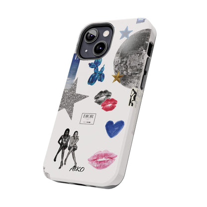 Glam Collage — Tough Protective Phone Case (disco ball, lips, stars)
