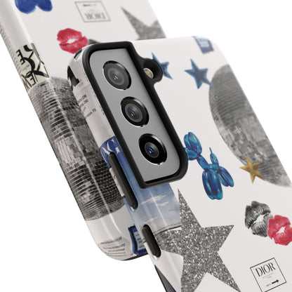 Glam Collage — Tough Protective Phone Case (disco ball, lips, stars)
