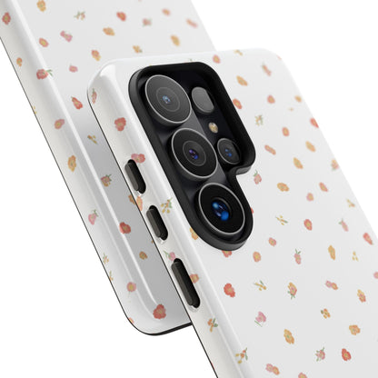 Floral Confetti Tough Phone Case — Minimal White with Tiny Rose Petals