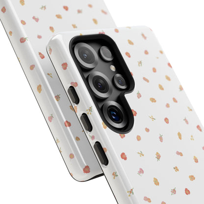 Floral Confetti Tough Phone Case — Minimal White with Tiny Rose Petals