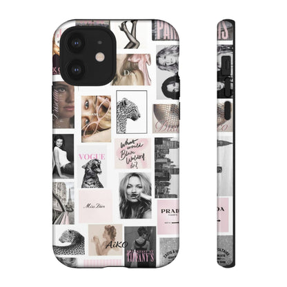 Fashion Collage Phone Case — Pink Vogue Magazine Aesthetic Tough Case