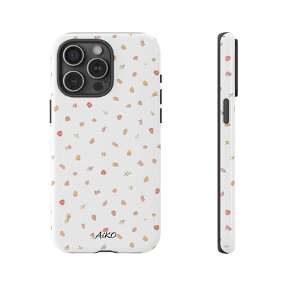 Floral Confetti Tough Phone Case — Minimal White with Tiny Rose Petals