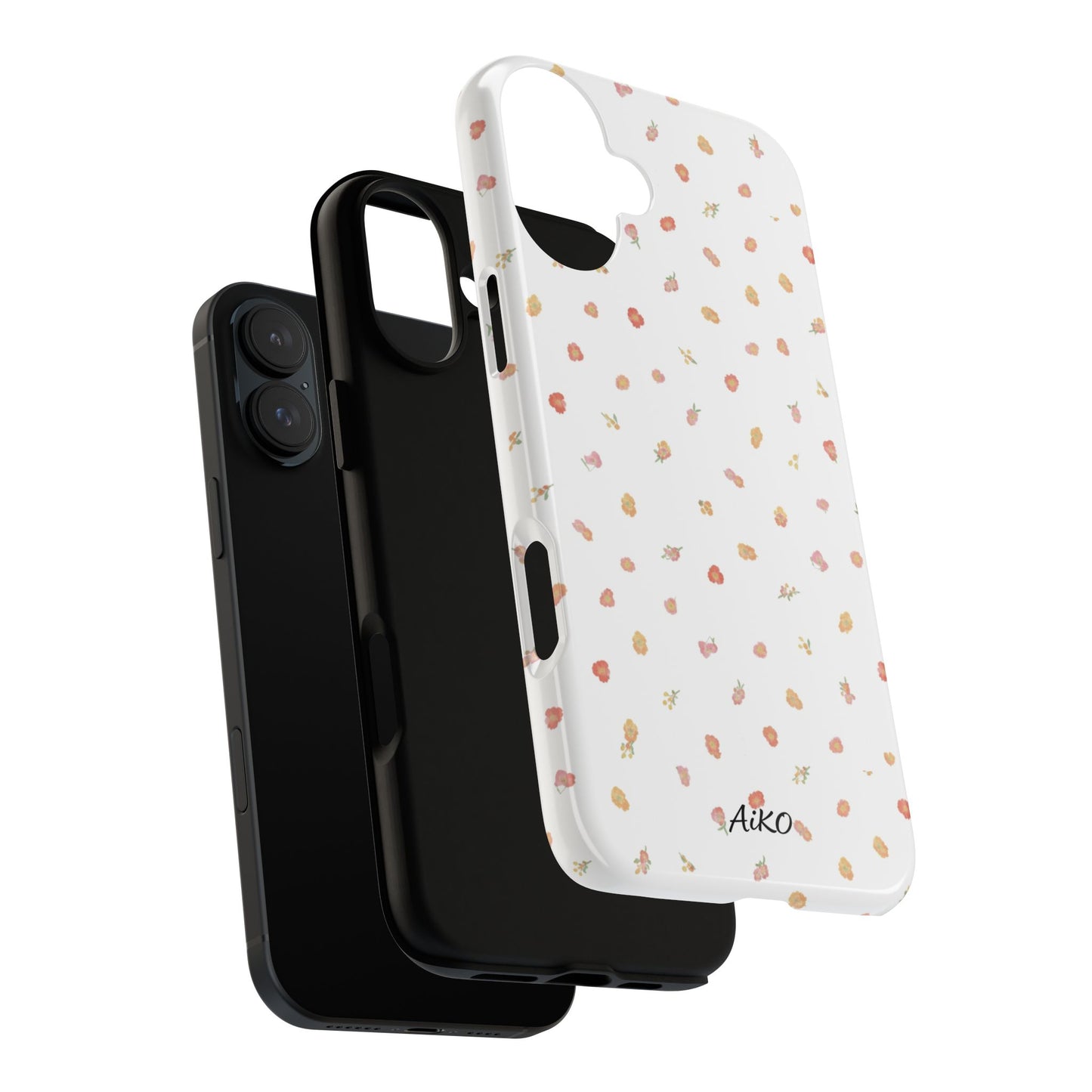Floral Confetti Tough Phone Case — Minimal White with Tiny Rose Petals